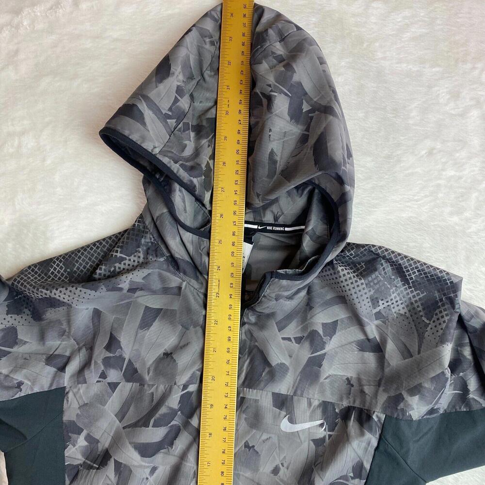 Nike Womens Feather Print Zip Up Lightweight Windbreaker Jacket Size Small Gray - Picture 4 of 5